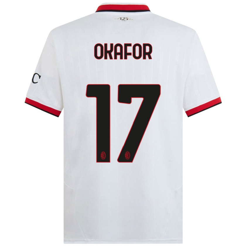 Kandiny Gyermek Noah Okafor #17 Fehér Fekete Piros Idegenbeli Jersey 2024/25 Mez Póló Ing