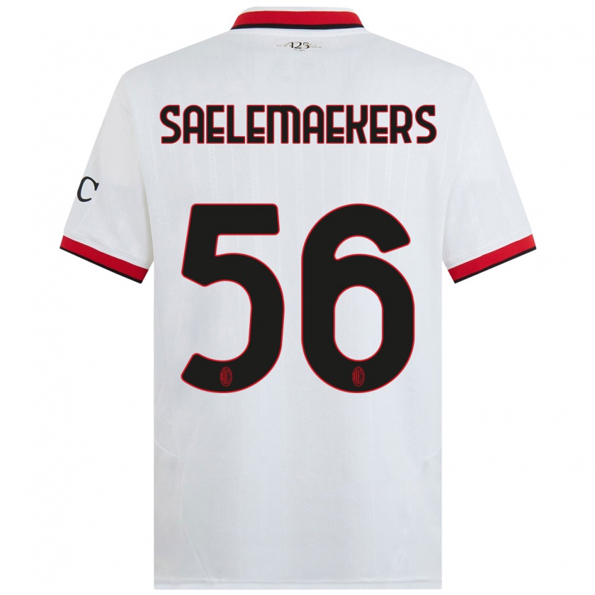 Kandiny Gyermek Alexis Saelemaekers #56 Fehér Fekete Piros Idegenbeli Jersey 2024/25 Mez Póló Ing