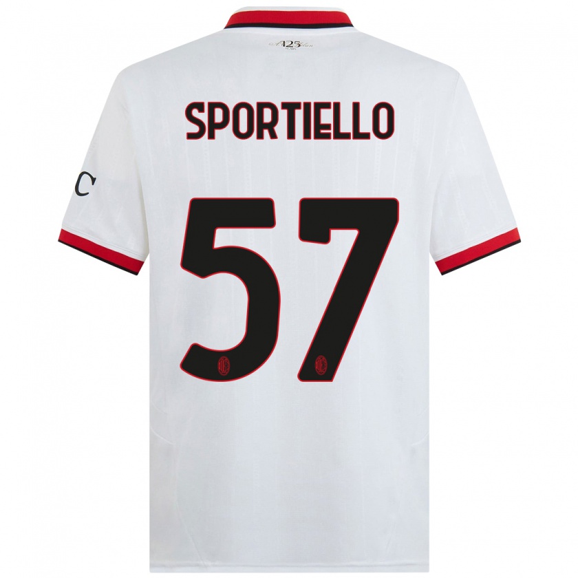 Kandiny Gyermek Marco Sportiello #57 Fehér Fekete Piros Idegenbeli Jersey 2024/25 Mez Póló Ing