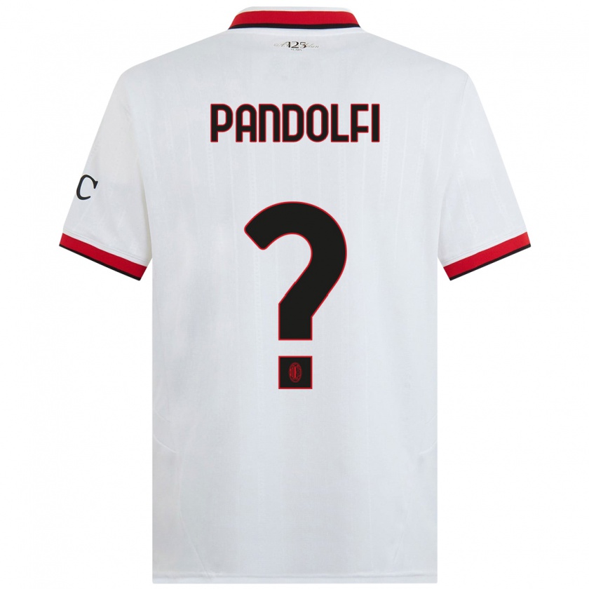 Kandiny Gyermek Fabio Pandolfi #0 Fehér Fekete Piros Idegenbeli Jersey 2024/25 Mez Póló Ing