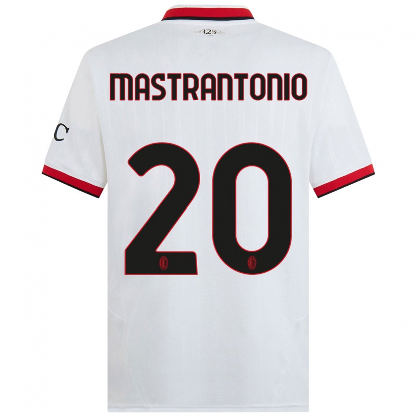 Kandiny Gyermek Davide Mastrantonio #20 Fehér Fekete Piros Idegenbeli Jersey 2024/25 Mez Póló Ing