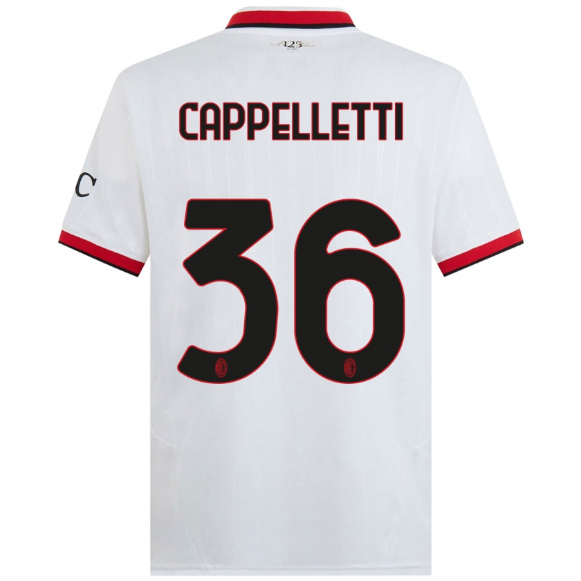 Kandiny Gyermek Mattia Cappelletti #36 Fehér Fekete Piros Idegenbeli Jersey 2024/25 Mez Póló Ing