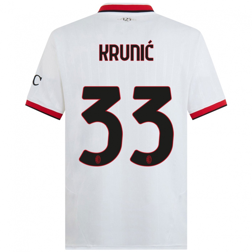 Kandiny Gyermek Rade Krunic #33 Fehér Fekete Piros Idegenbeli Jersey 2024/25 Mez Póló Ing