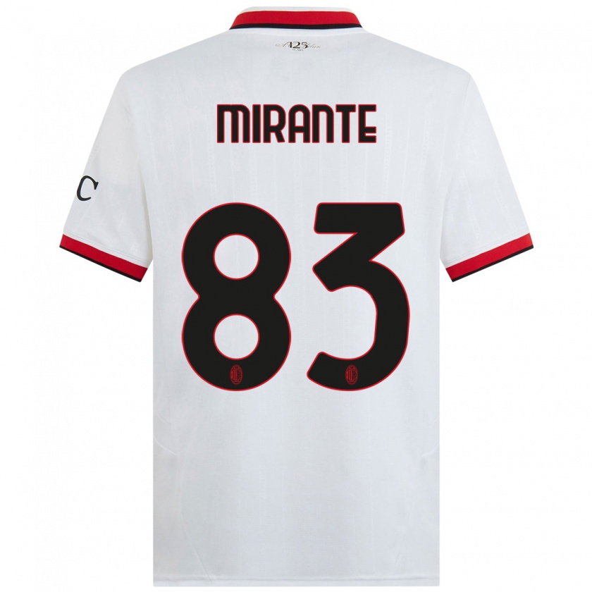 Kandiny Gyermek Antonio Mirante #83 Fehér Fekete Piros Idegenbeli Jersey 2024/25 Mez Póló Ing