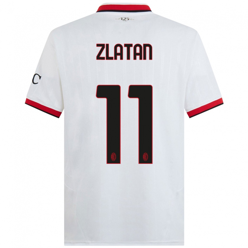 Kandiny Gyermek Zlatan Ibrahimovic #11 Fehér Fekete Piros Idegenbeli Jersey 2024/25 Mez Póló Ing