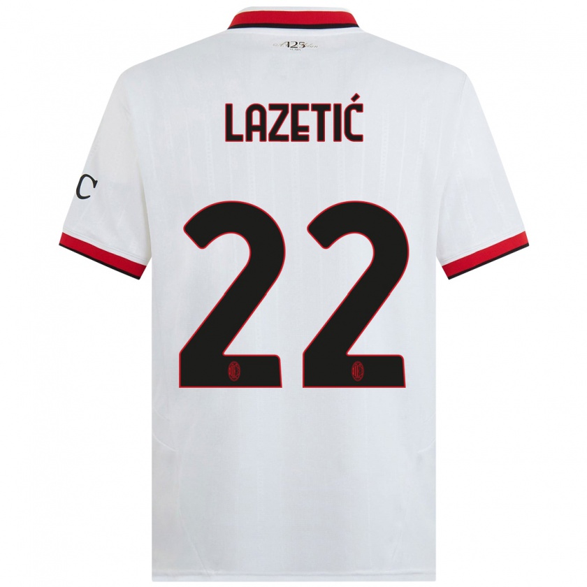 Kandiny Gyermek Marko Lazetic #22 Fehér Fekete Piros Idegenbeli Jersey 2024/25 Mez Póló Ing