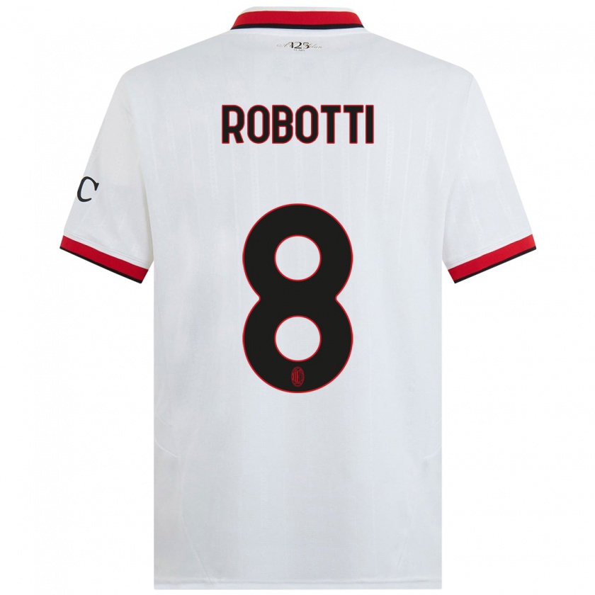 Kandiny Gyermek Giovanni Robotti #8 Fehér Fekete Piros Idegenbeli Jersey 2024/25 Mez Póló Ing