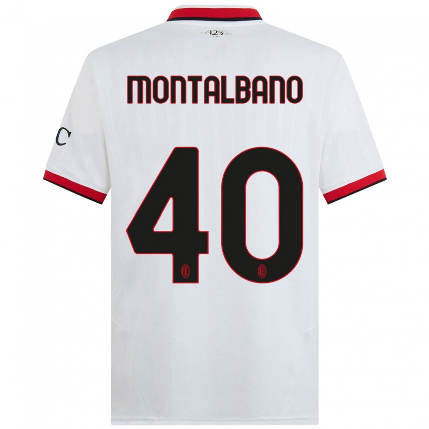 Kandiny Gyermek Nicolo Montalbano #40 Fehér Fekete Piros Idegenbeli Jersey 2024/25 Mez Póló Ing