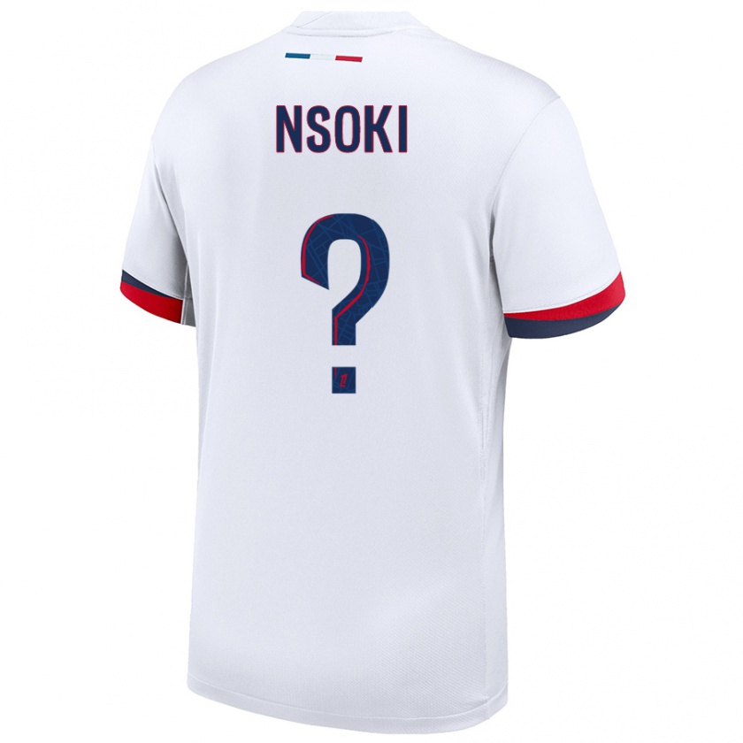 Kandiny Gyermek Noah Nsoki #0 Fehér Kék Piros Idegenbeli Jersey 2024/25 Mez Póló Ing