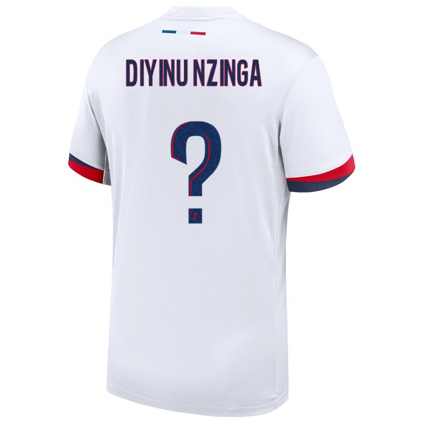 Kandiny Gyermek Vainqueur Diyinu Nzinga #0 Fehér Kék Piros Idegenbeli Jersey 2024/25 Mez Póló Ing