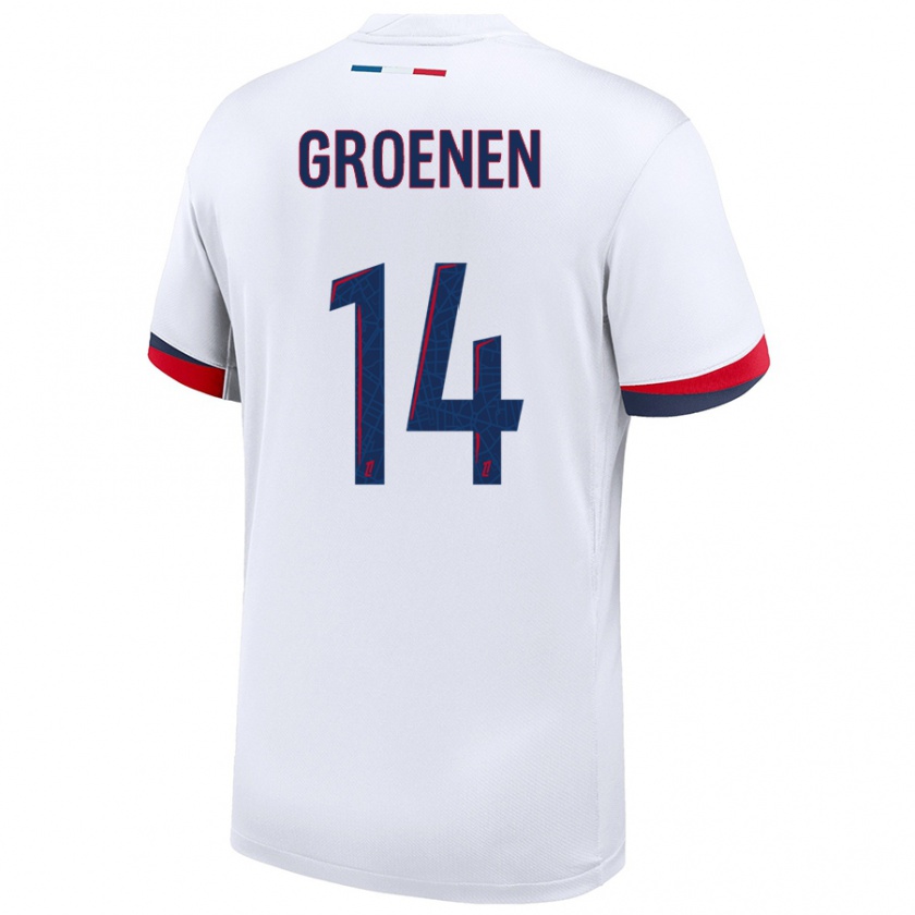 Kandiny Gyermek Jackie Groenen #14 Fehér Kék Piros Idegenbeli Jersey 2024/25 Mez Póló Ing