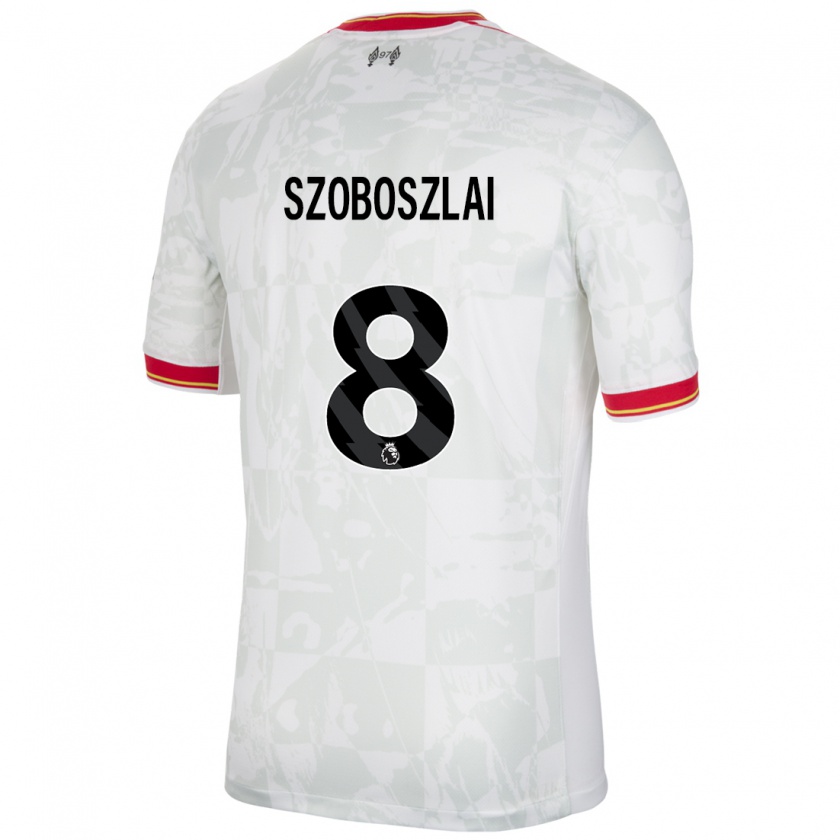 Kandiny Gyermek Dominik Szoboszlai #8 Fehér Piros Fekete Harmadik Számú Jersey 2024/25 Mez Póló Ing