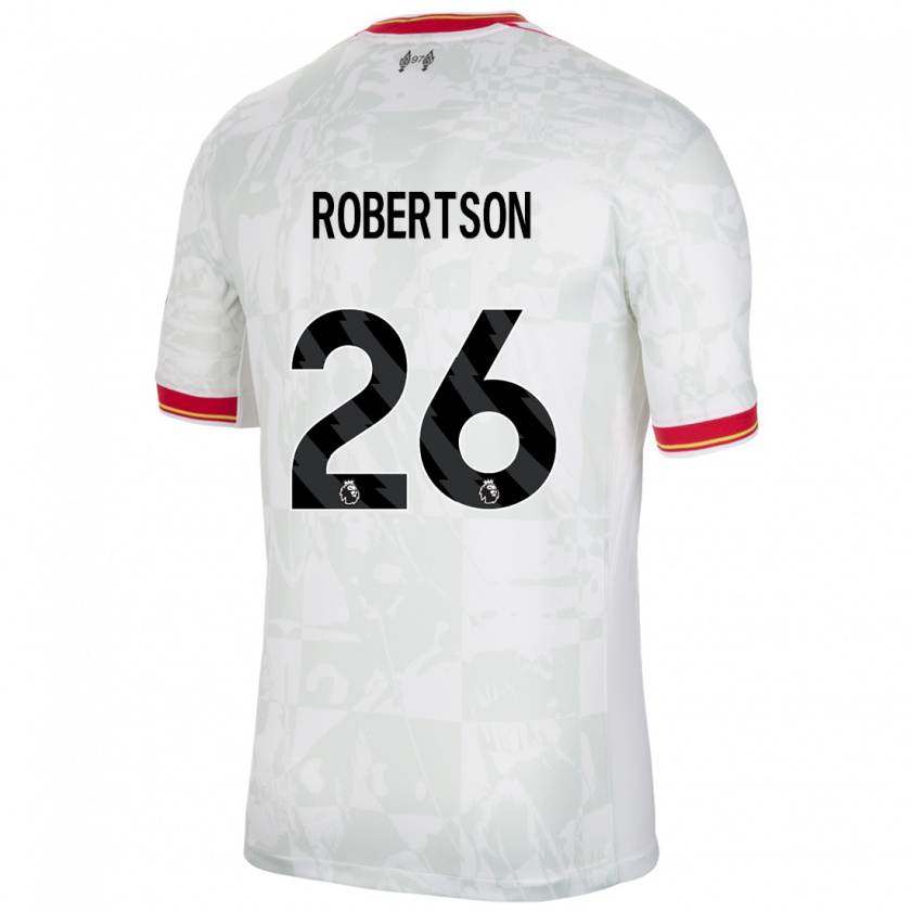 Kandiny Gyermek Andrew Robertson #26 Fehér Piros Fekete Harmadik Számú Jersey 2024/25 Mez Póló Ing