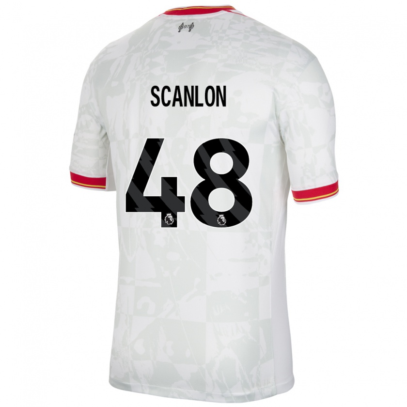 Kandiny Gyermek Calum Scanlon #48 Fehér Piros Fekete Harmadik Számú Jersey 2024/25 Mez Póló Ing