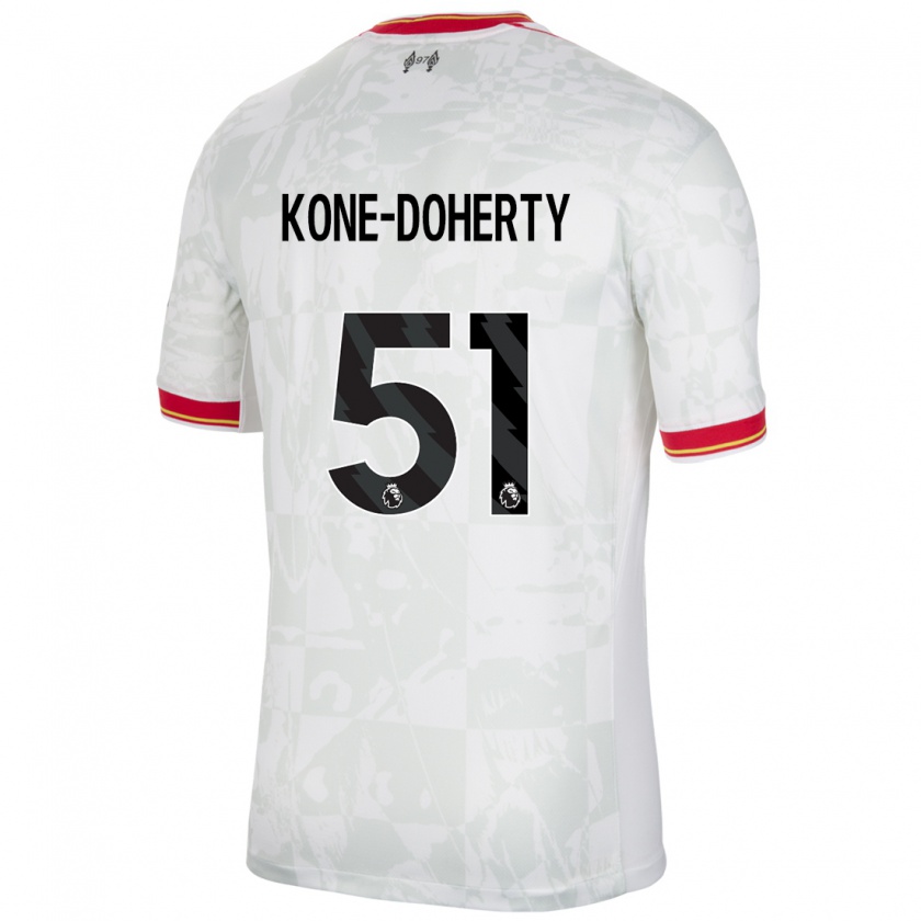 Kandiny Gyermek Trent Kone-Doherty #51 Fehér Piros Fekete Harmadik Számú Jersey 2024/25 Mez Póló Ing