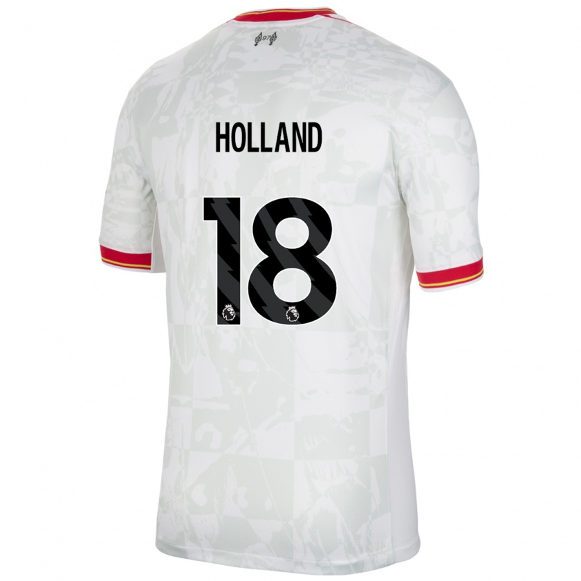 Kandiny Gyermek Ceri Holland #18 Fehér Piros Fekete Harmadik Számú Jersey 2024/25 Mez Póló Ing