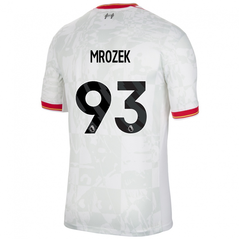 Kandiny Gyermek Fabian Mrozek #93 Fehér Piros Fekete Harmadik Számú Jersey 2024/25 Mez Póló Ing