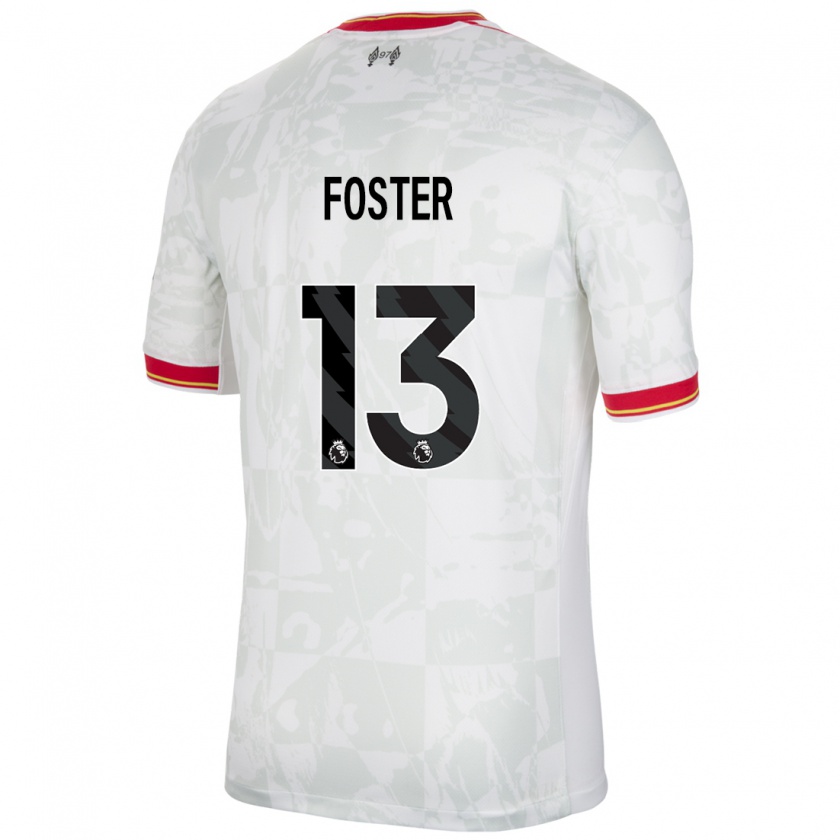 Kandiny Gyermek Rylee Foster #13 Fehér Piros Fekete Harmadik Számú Jersey 2024/25 Mez Póló Ing