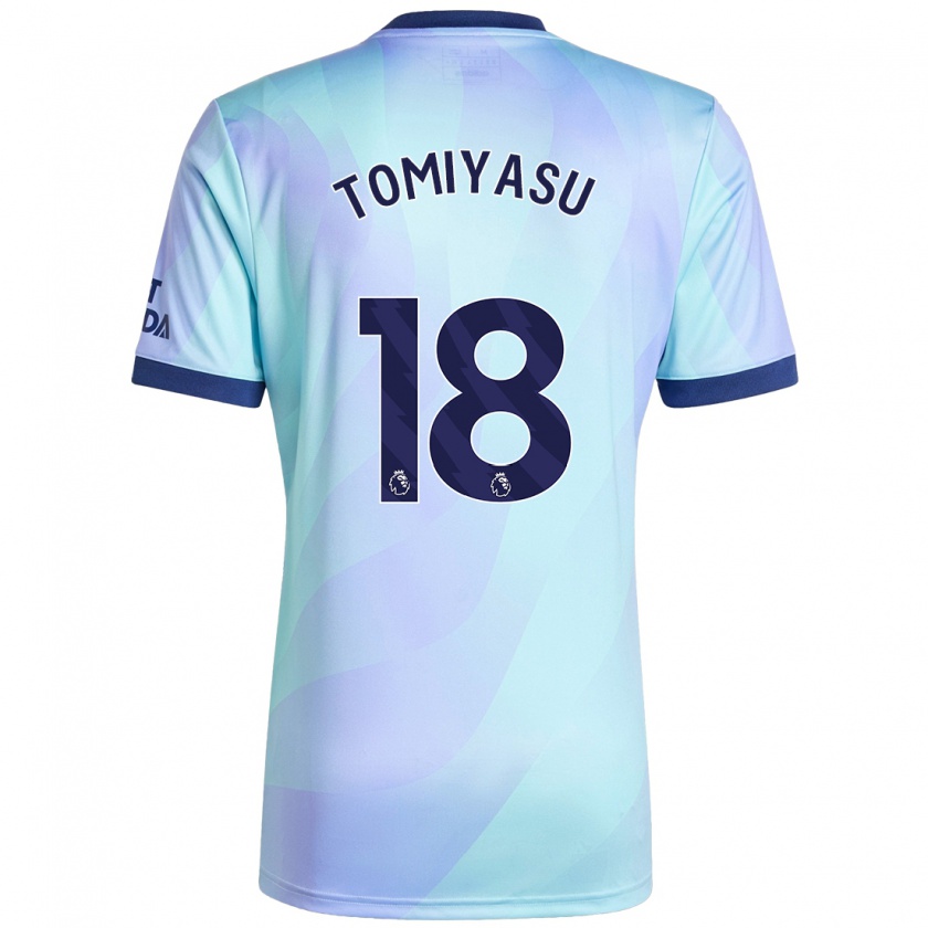 Kandiny Gyermek Takehiro Tomiyasu #18 Aqua Harmadik Számú Jersey 2024/25 Mez Póló Ing