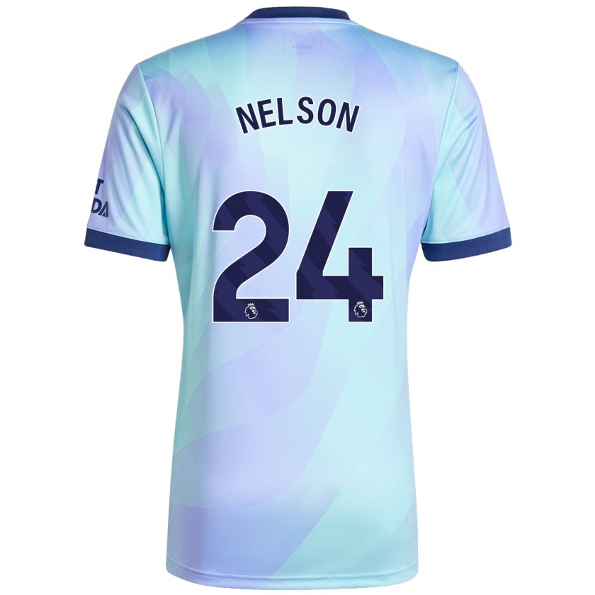 Kandiny Gyermek Reiss Nelson #24 Aqua Harmadik Számú Jersey 2024/25 Mez Póló Ing