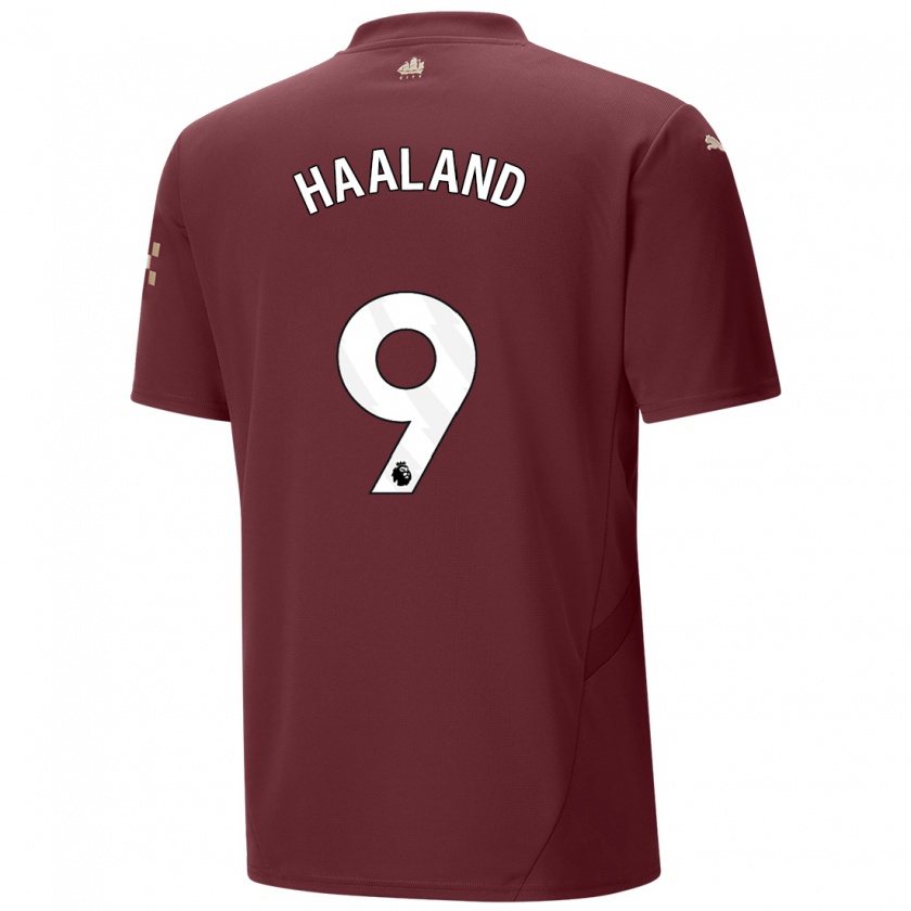 Kandiny Gyermek Erling Haaland #9 Gesztenyebarna Harmadik Számú Jersey 2024/25 Mez Póló Ing