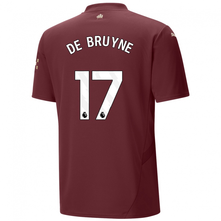 Kandiny Gyermek Kevin De Bruyne #17 Gesztenyebarna Harmadik Számú Jersey 2024/25 Mez Póló Ing