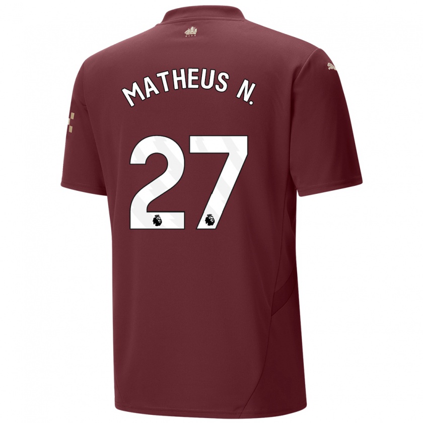 Kandiny Gyermek Matheus Nunes #27 Gesztenyebarna Harmadik Számú Jersey 2024/25 Mez Póló Ing