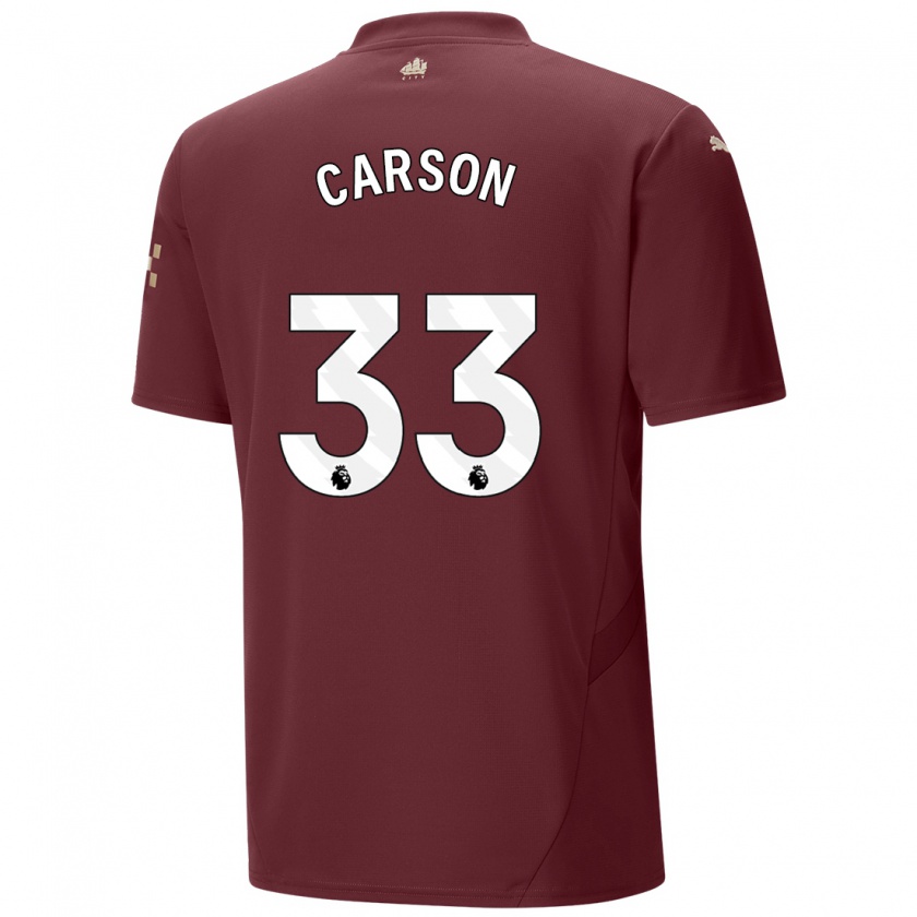 Kandiny Gyermek Scott Carson #33 Gesztenyebarna Harmadik Számú Jersey 2024/25 Mez Póló Ing