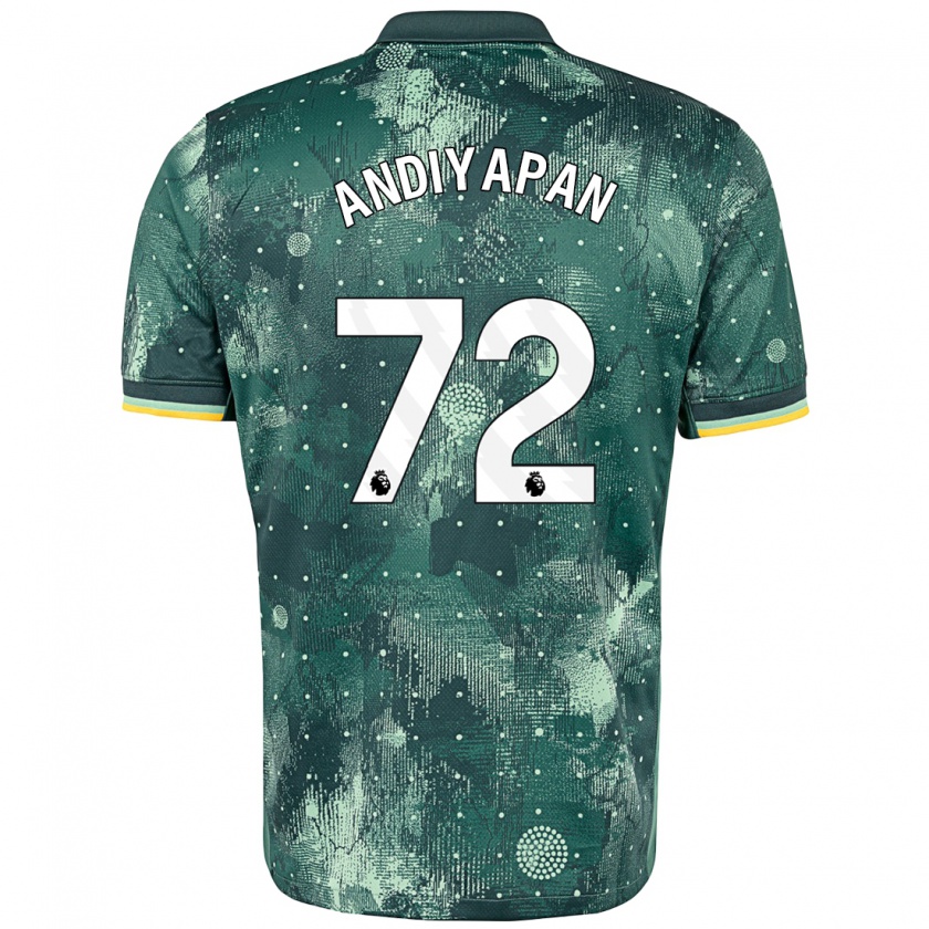 Kandiny Gyermek William Andiyapan #72 Menta Zöld Harmadik Számú Jersey 2024/25 Mez Póló Ing