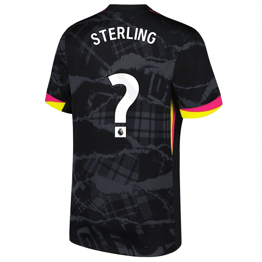 Kandiny Gyermek Raheem Sterling #0 Fekete Rózsaszín Harmadik Számú Jersey 2024/25 Mez Póló Ing