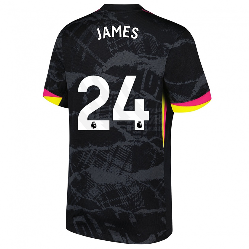 Kandiny Gyermek Reece James #24 Fekete Rózsaszín Harmadik Számú Jersey 2024/25 Mez Póló Ing