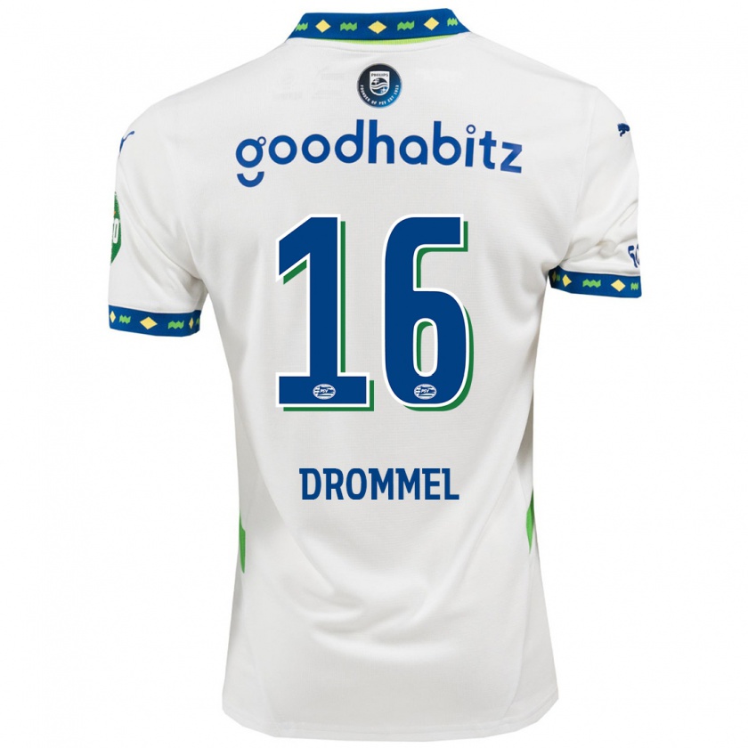 Kandiny Gyermek Joël Drommel #16 Fehér Sötétkék Harmadik Számú Jersey 2024/25 Mez Póló Ing