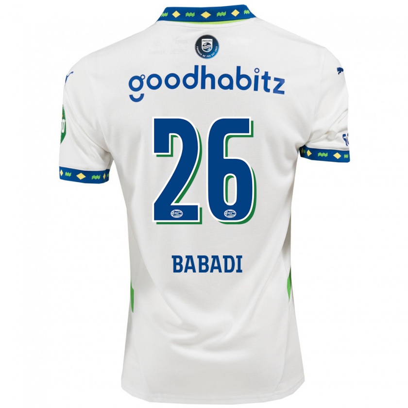 Kandiny Gyermek Isaac Babadi #26 Fehér Sötétkék Harmadik Számú Jersey 2024/25 Mez Póló Ing