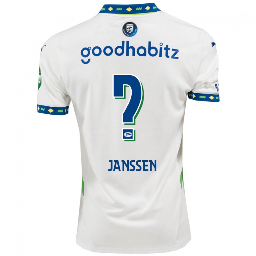 Kandiny Gyermek Niek Janssen #0 Fehér Sötétkék Harmadik Számú Jersey 2024/25 Mez Póló Ing