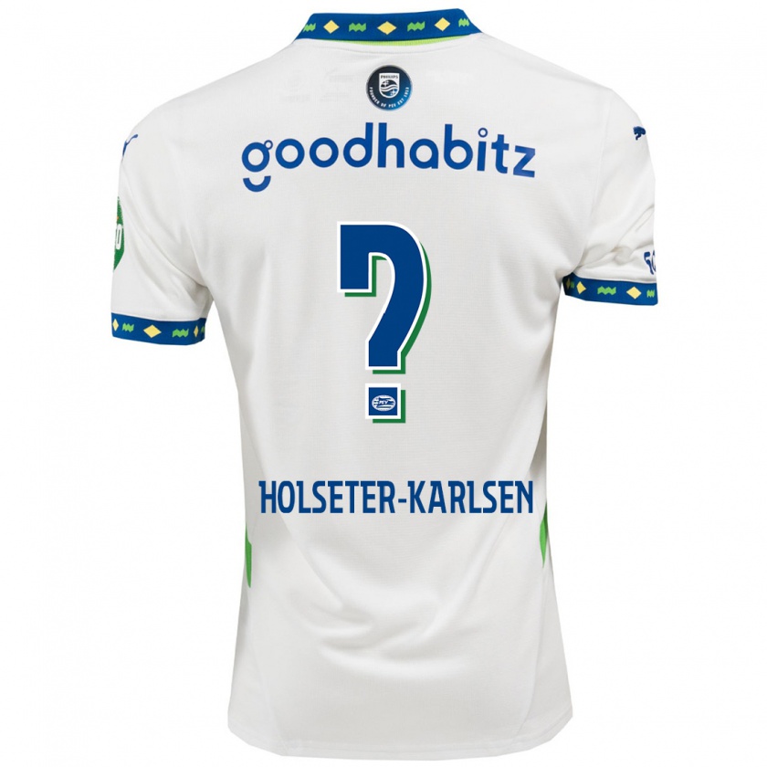 Kandiny Gyermek Philip Holseter-Karlsen #0 Fehér Sötétkék Harmadik Számú Jersey 2024/25 Mez Póló Ing