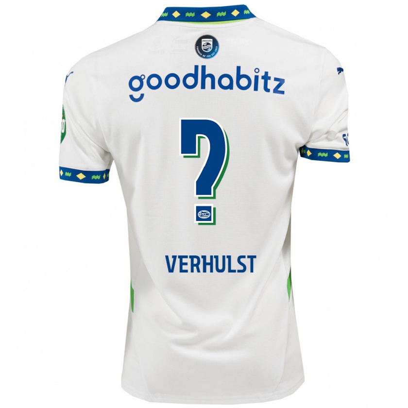 Kandiny Gyermek Gino Verhulst #0 Fehér Sötétkék Harmadik Számú Jersey 2024/25 Mez Póló Ing