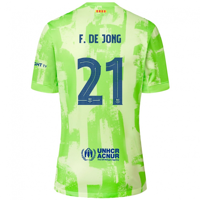 Kandiny Gyermek Frenkie De Jong #21 Mész Harmadik Számú Jersey 2024/25 Mez Póló Ing