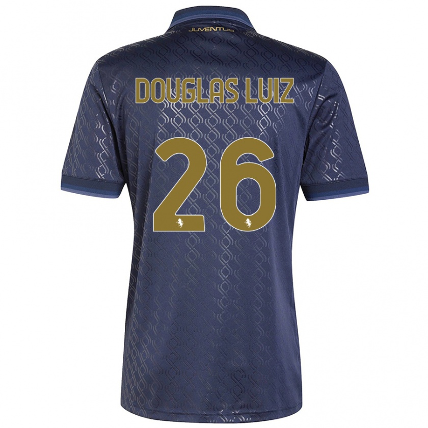 Kandiny Gyermek Douglas Luiz #26 Sötétkék Harmadik Számú Jersey 2024/25 Mez Póló Ing