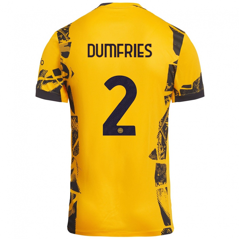 Kandiny Gyermek Denzel Dumfries #2 Arany Fekete Harmadik Számú Jersey 2024/25 Mez Póló Ing