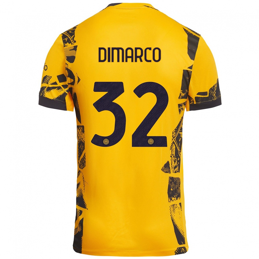 Kandiny Gyermek Federico Dimarco #32 Arany Fekete Harmadik Számú Jersey 2024/25 Mez Póló Ing