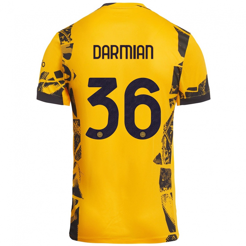 Kandiny Gyermek Matteo Darmian #36 Arany Fekete Harmadik Számú Jersey 2024/25 Mez Póló Ing