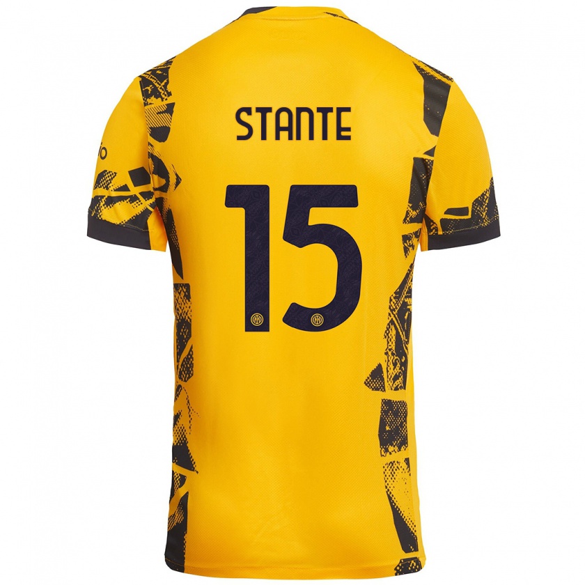 Kandiny Gyermek Francesco Stante #15 Arany Fekete Harmadik Számú Jersey 2024/25 Mez Póló Ing