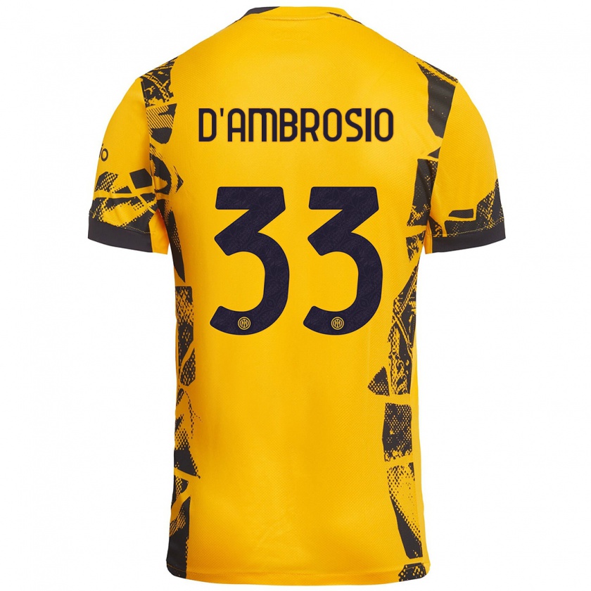 Kandiny Gyermek Danilo D'ambrosio #33 Arany Fekete Harmadik Számú Jersey 2024/25 Mez Póló Ing