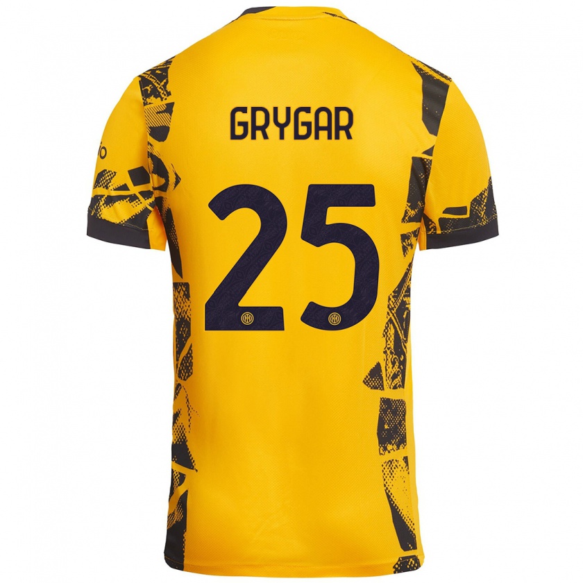 Kandiny Gyermek Samuel Grygar #25 Arany Fekete Harmadik Számú Jersey 2024/25 Mez Póló Ing