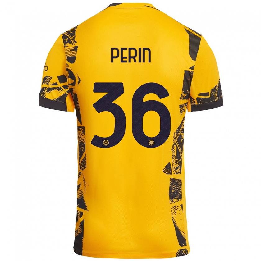 Kandiny Gyermek Nicolo Perin #36 Arany Fekete Harmadik Számú Jersey 2024/25 Mez Póló Ing