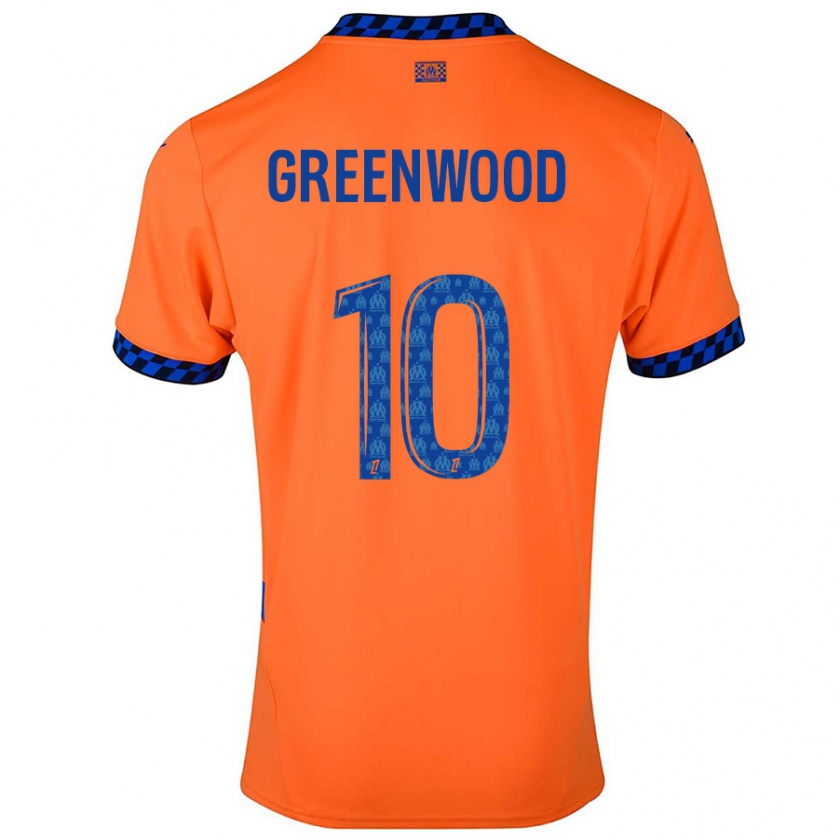 Kandiny Gyermek Mason Greenwood #10 Narancssárga Sötétkék Harmadik Számú Jersey 2024/25 Mez Póló Ing