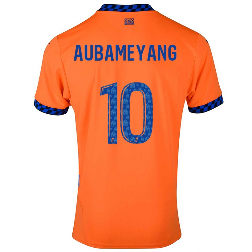 Kandiny Gyermek Pierre-Emerick Aubameyang #10 Narancssárga Sötétkék Harmadik Számú Jersey 2024/25 Mez Póló Ing