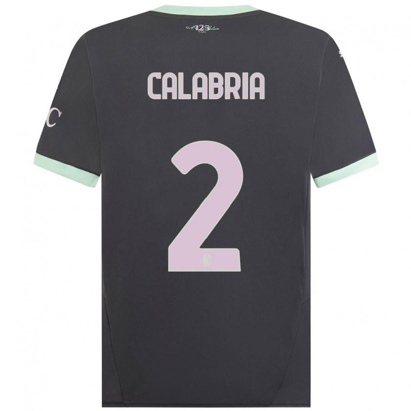 Kandiny Gyermek Davide Calabria #2 Szürke Harmadik Számú Jersey 2024/25 Mez Póló Ing