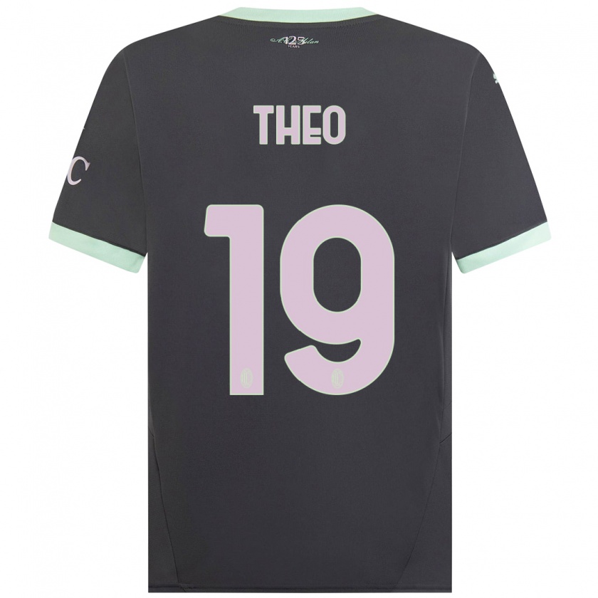 Kandiny Gyermek Theo Hernández #19 Szürke Harmadik Számú Jersey 2024/25 Mez Póló Ing