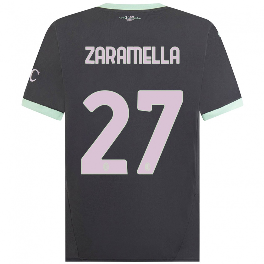 Kandiny Gyermek Mattia Zaramella #27 Szürke Harmadik Számú Jersey 2024/25 Mez Póló Ing